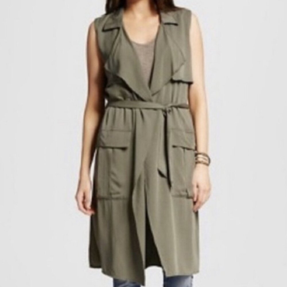 Mossimo Olive Green Sleeveless Duster Cardigan